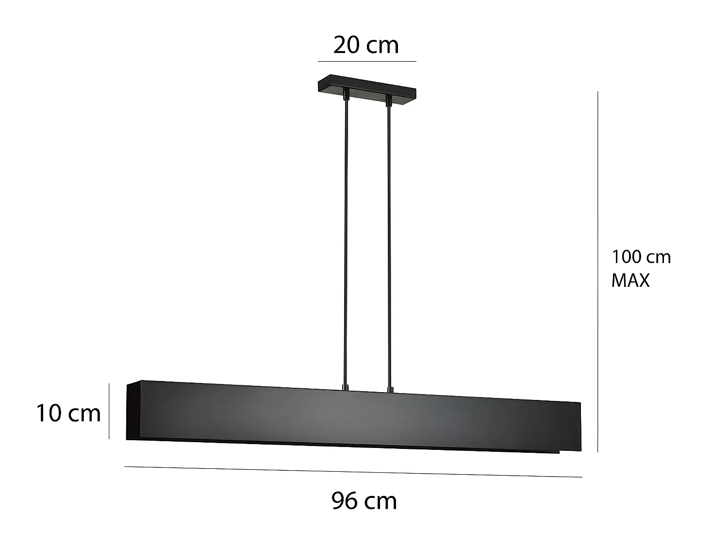 Plafonnier linéaire Tarlen avec structure métallique rectangulaire 4 lumières 4xE27