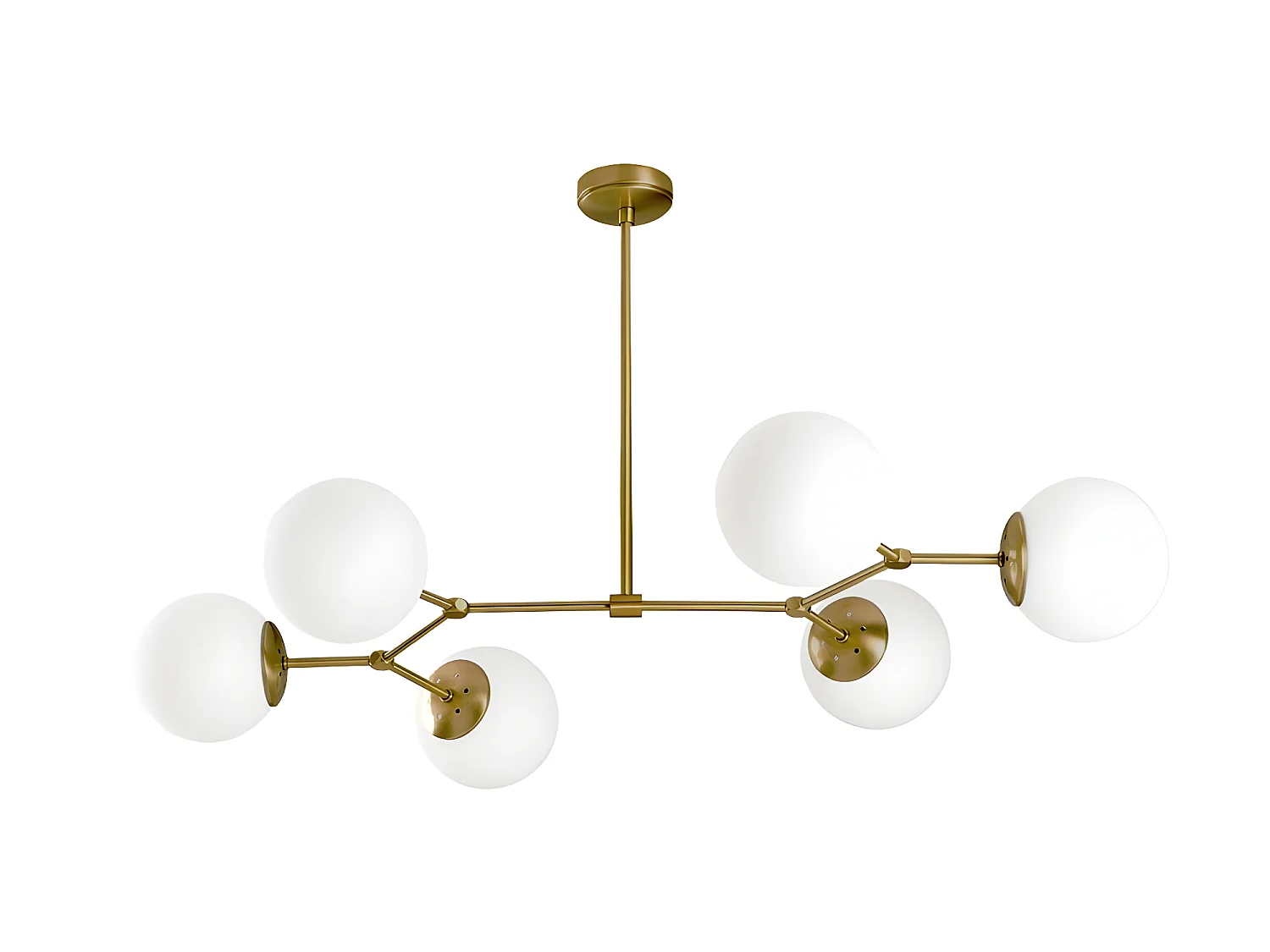 Deckenleuchte Mulen im nordischen Stil in Antikgold mit 6 Glaskugeln 6xE27