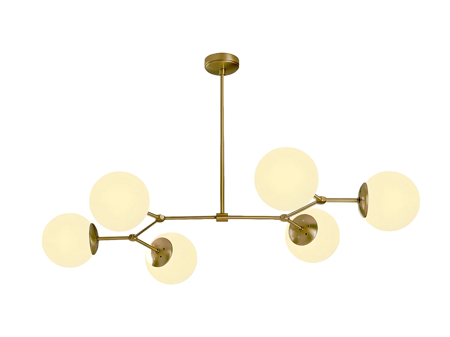 Deckenleuchte Mulen im nordischen Stil in Antikgold mit 6 Glaskugeln 6xE27