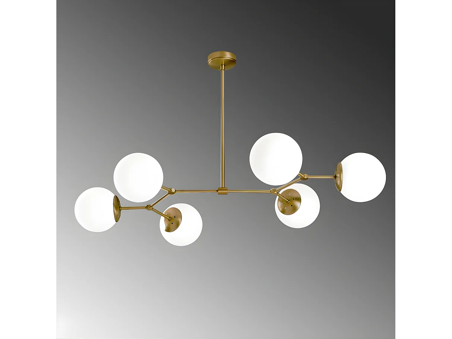 Deckenleuchte Mulen im nordischen Stil in Antikgold mit 6 Glaskugeln 6xE27