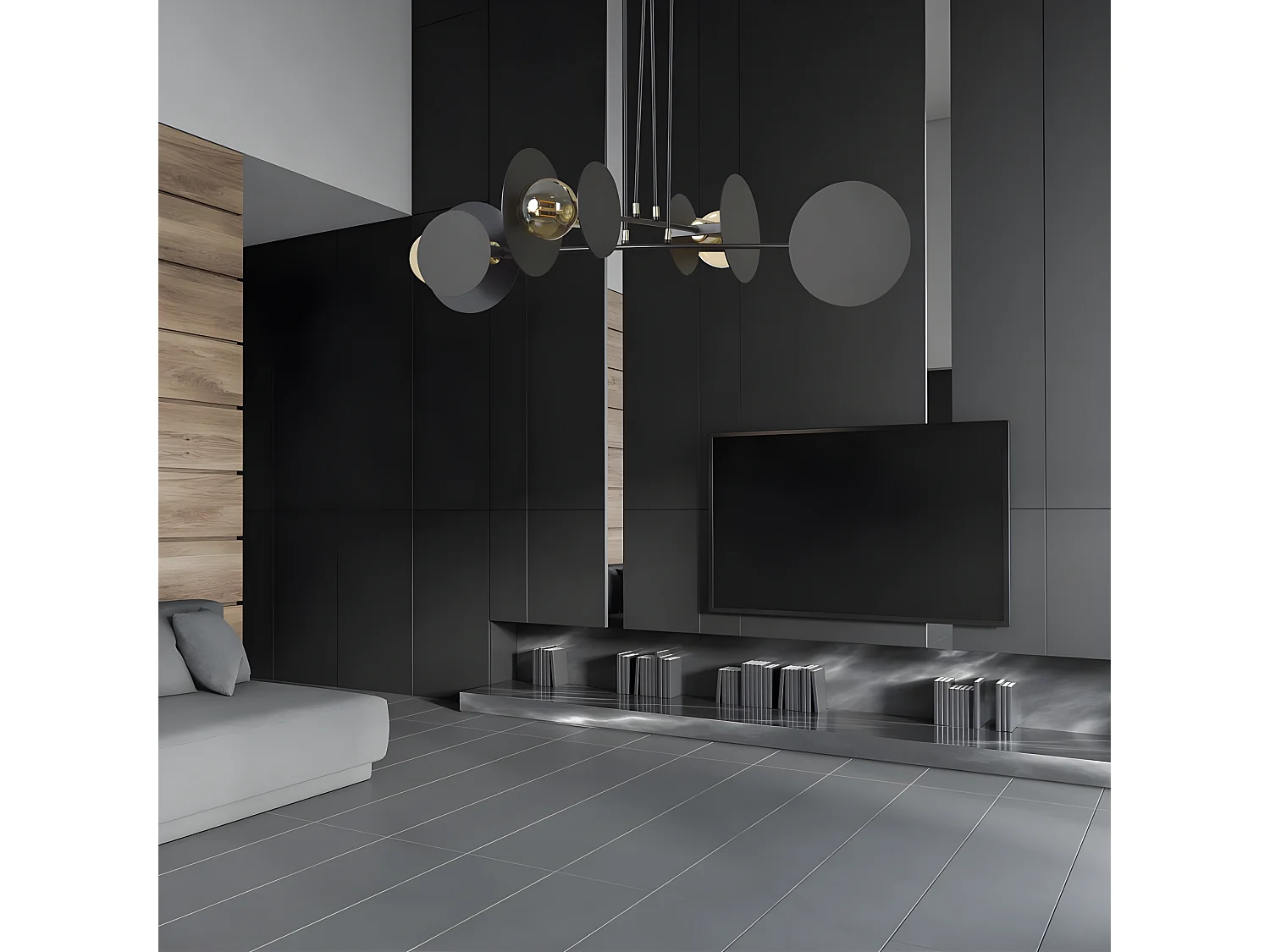 Plafonnier Denis moderne avec 8 pièces circulaires et 4 douilles 4xE27 ø96cm