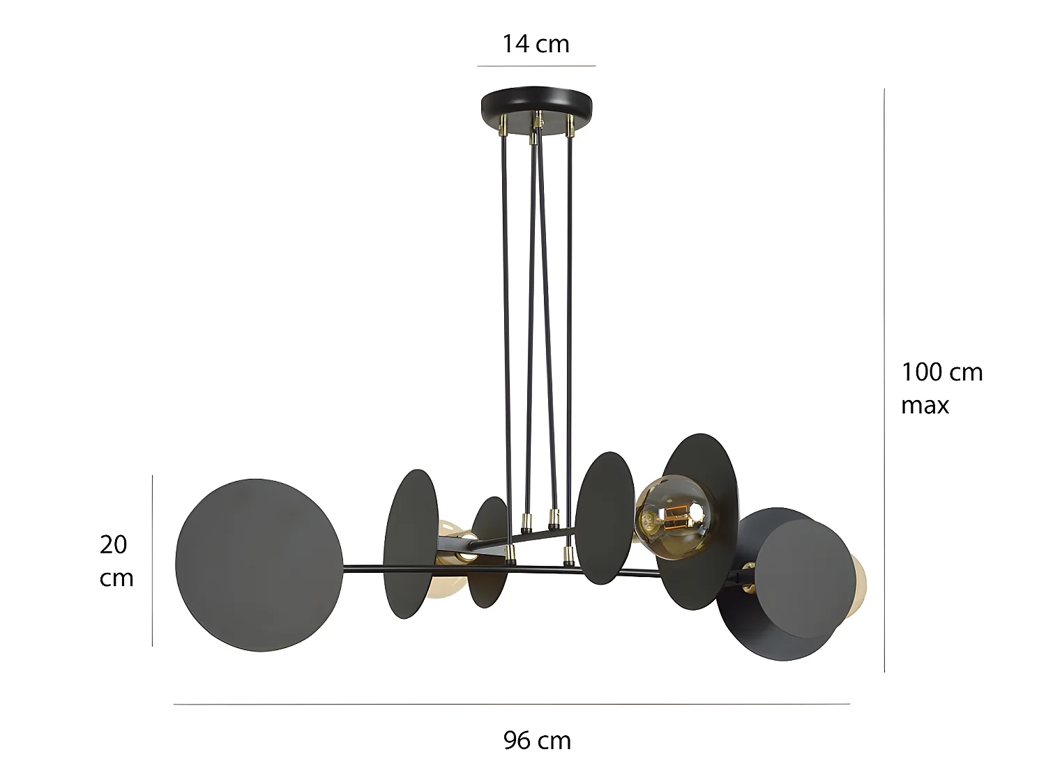 Plafonnier Denis moderne avec 8 pièces circulaires et 4 douilles 4xE27 ø96cm