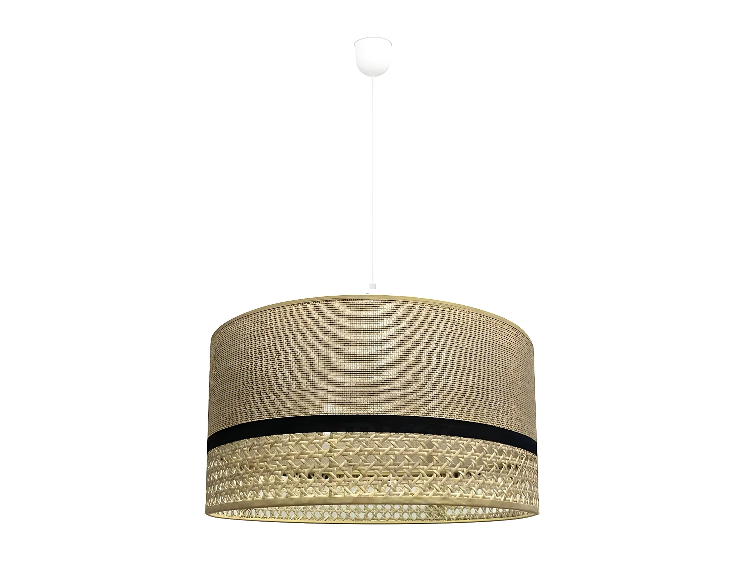 Suspension Sabera avec abat-jour en raphia et sac marron 1xE27 ø40cm