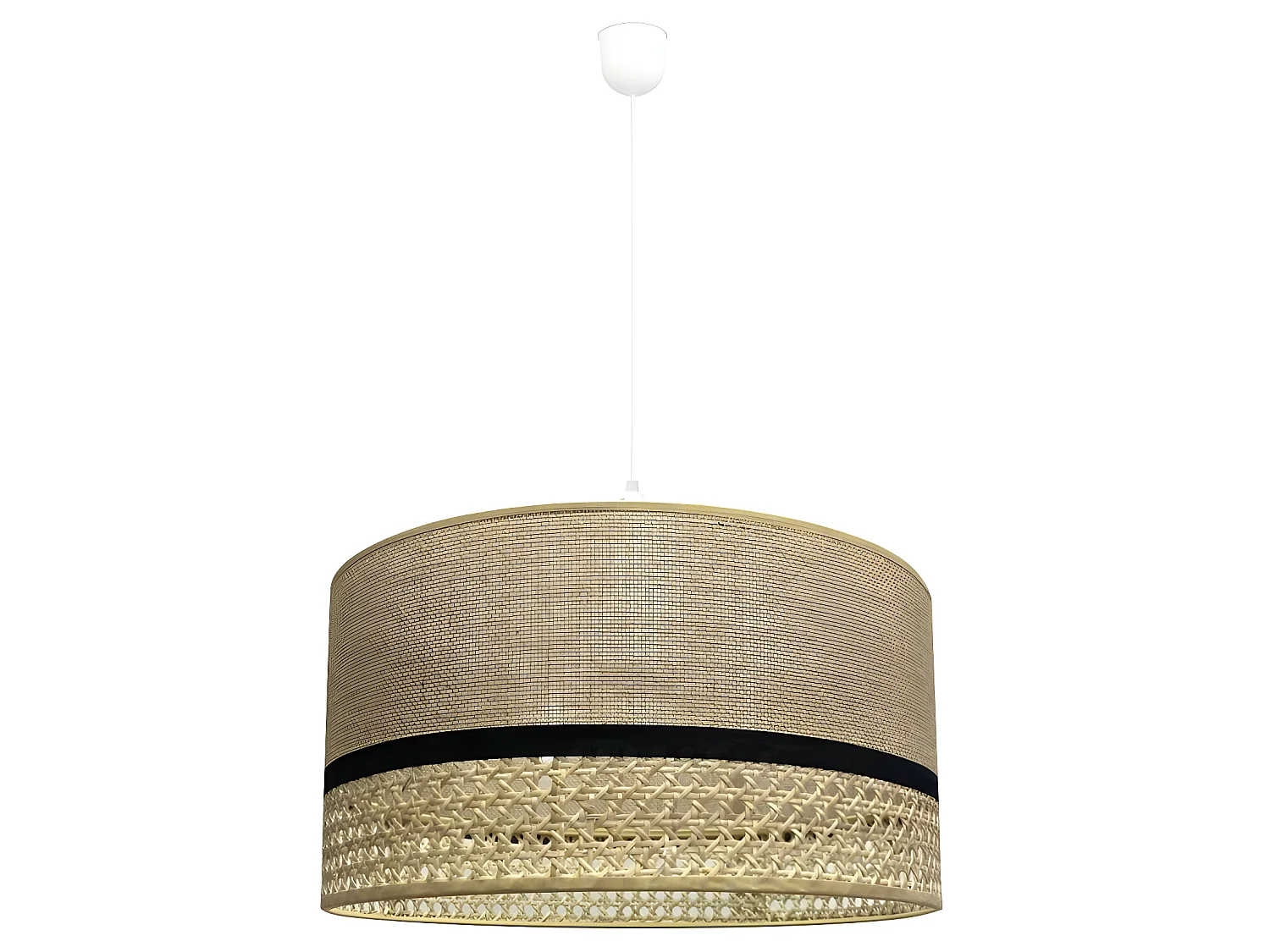 Hanglamp Sabera met raffia kap en bruine tas 1xE27 ø40cm