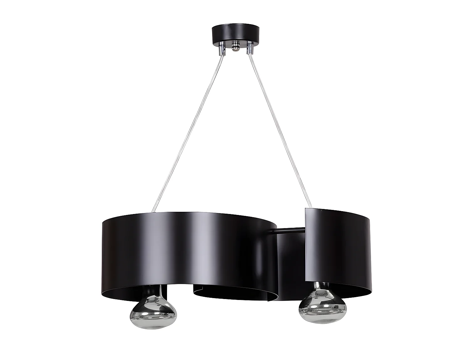 Suspension moderne Bison avec abat-jour en métal courbé noir 2 lumières 2xE27