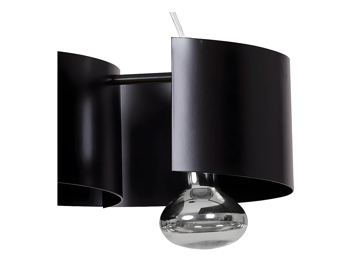 Suspension moderne Bison avec abat-jour en métal courbé noir 2 lumières 2xE27