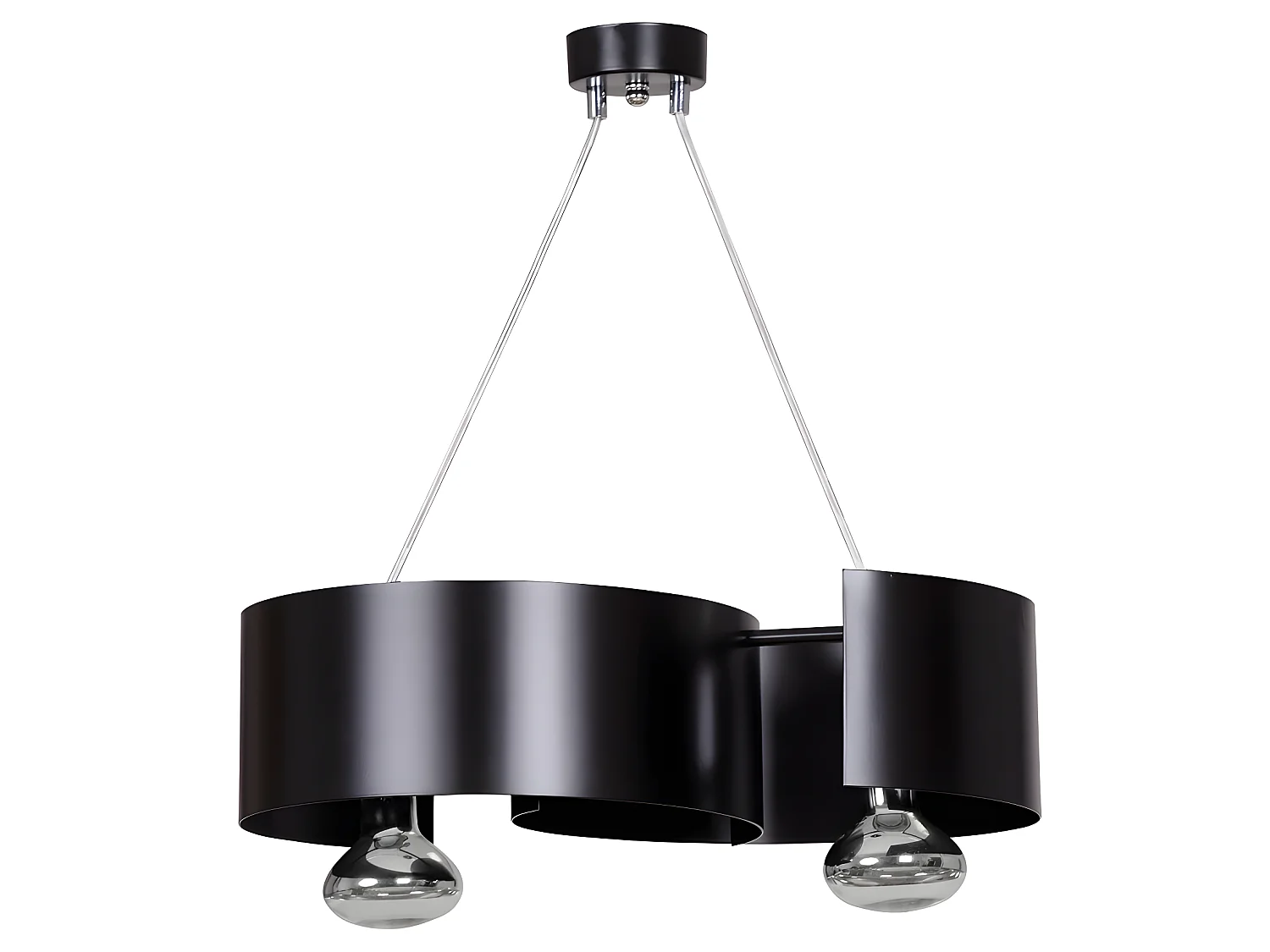 Suspension moderne Bison avec abat-jour en métal courbé noir 2 lumières 2xE27