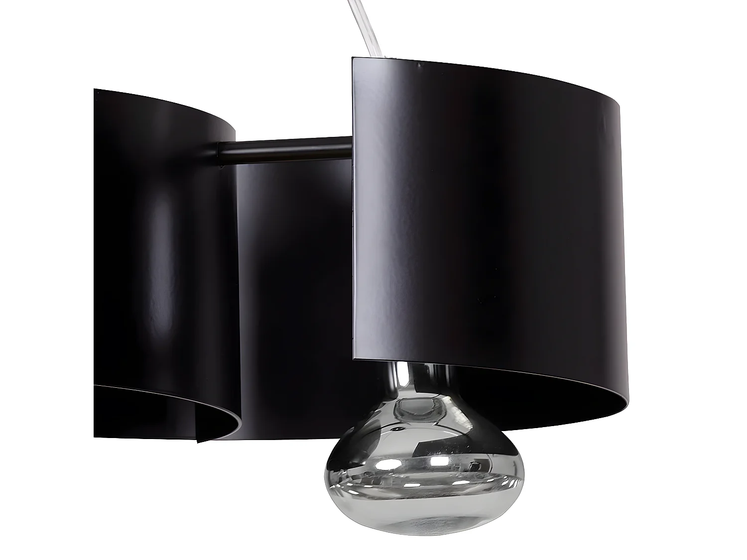 Suspension moderne Bison avec abat-jour en métal courbé noir 2 lumières 2xE27