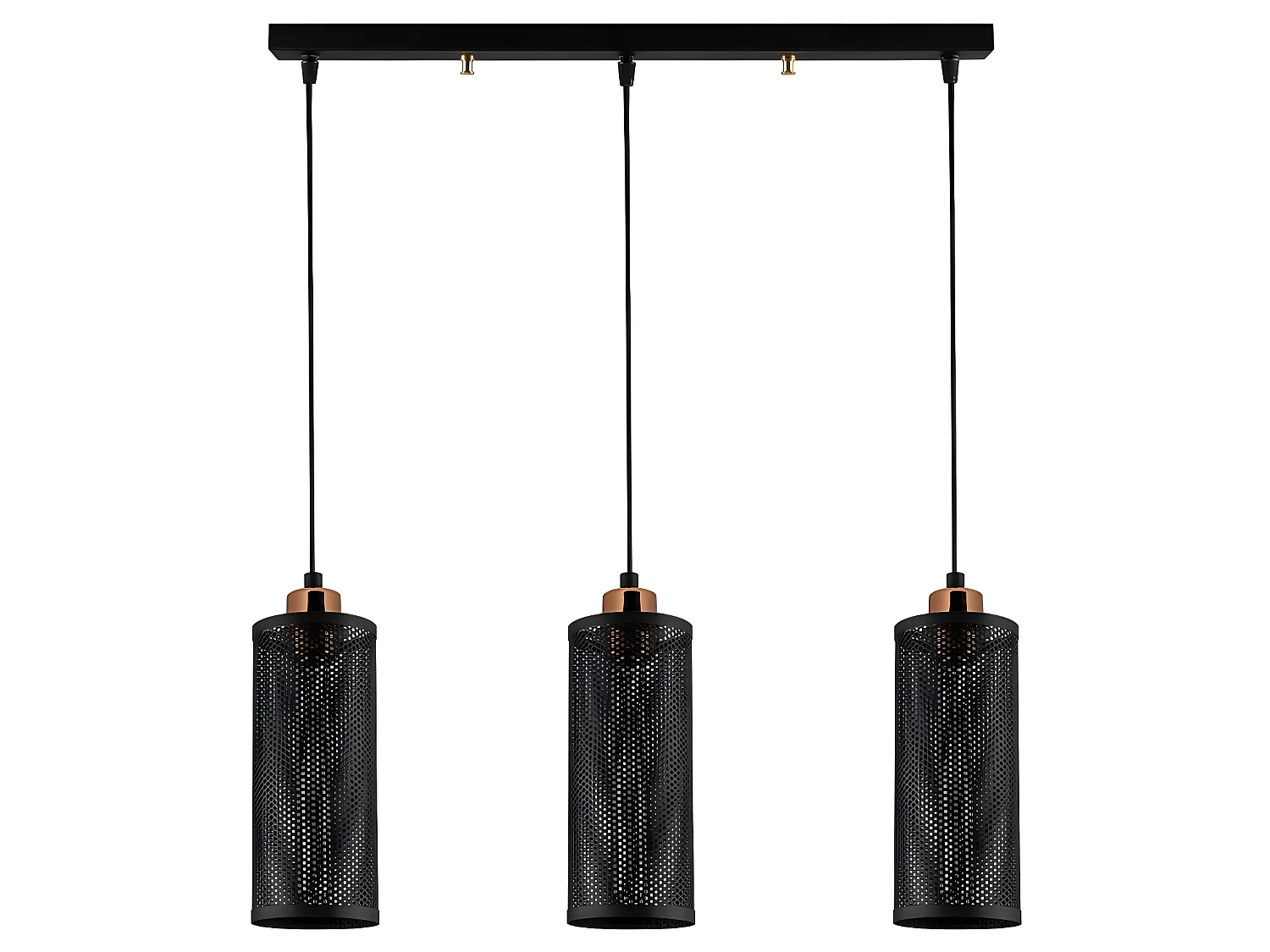 Moderne Hanglamp Marismo met 3 zwarte rasterkappen 3xE27