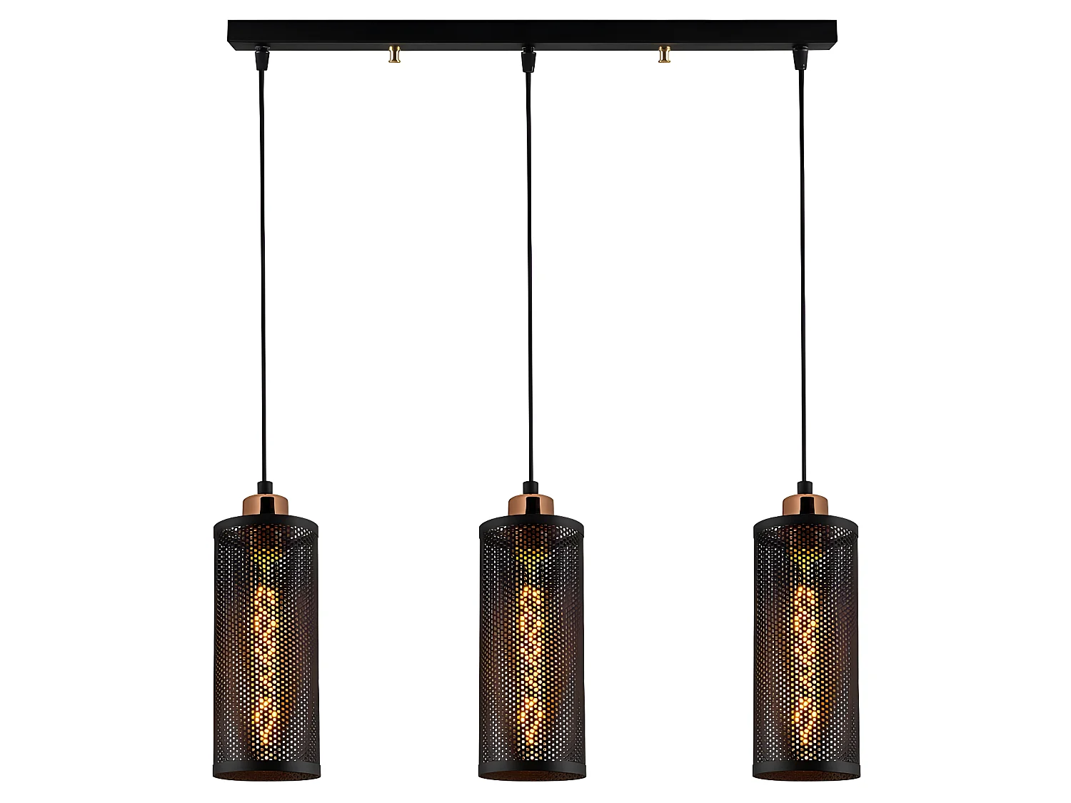 Moderne Hanglamp Marismo met 3 zwarte rasterkappen 3xE27
