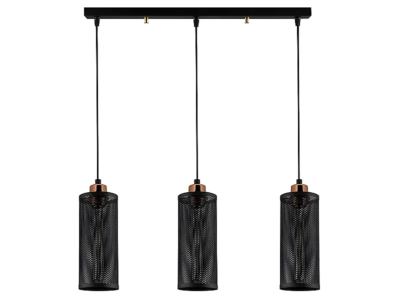 Suspension moderne Marismo avec 3 abat-jour grille noire 3xE27