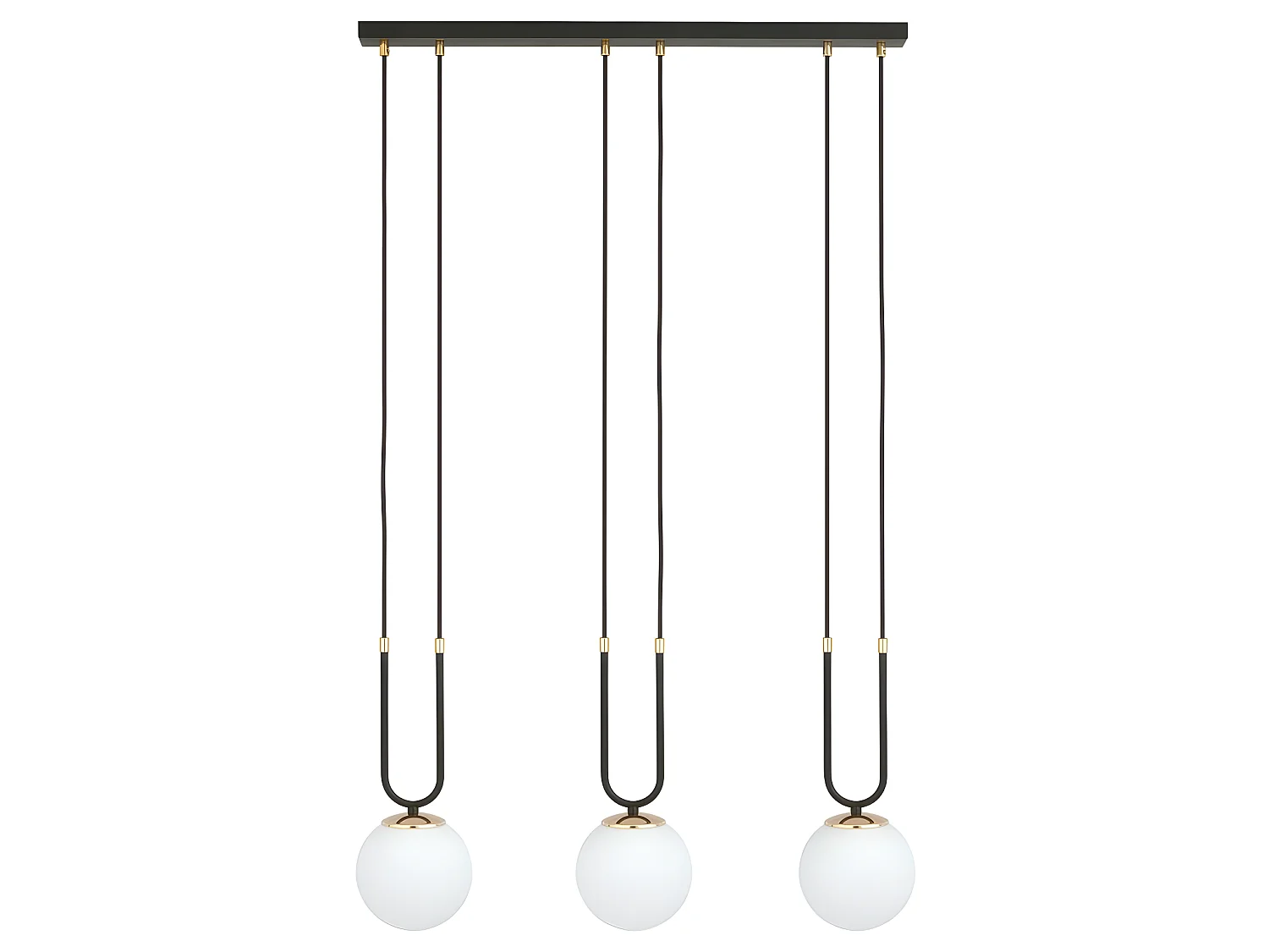 Hanglamp Megan met gouden details en 3 glazen bollen 3xE14