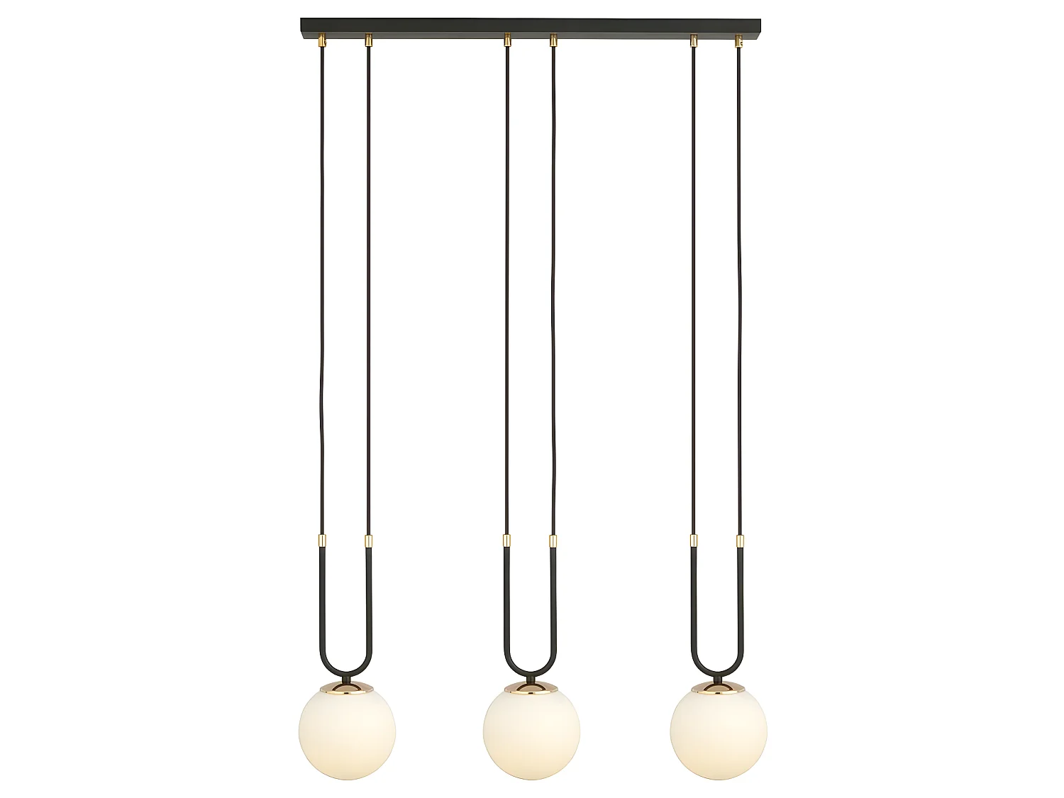Hanglamp Megan met gouden details en 3 glazen bollen 3xE14