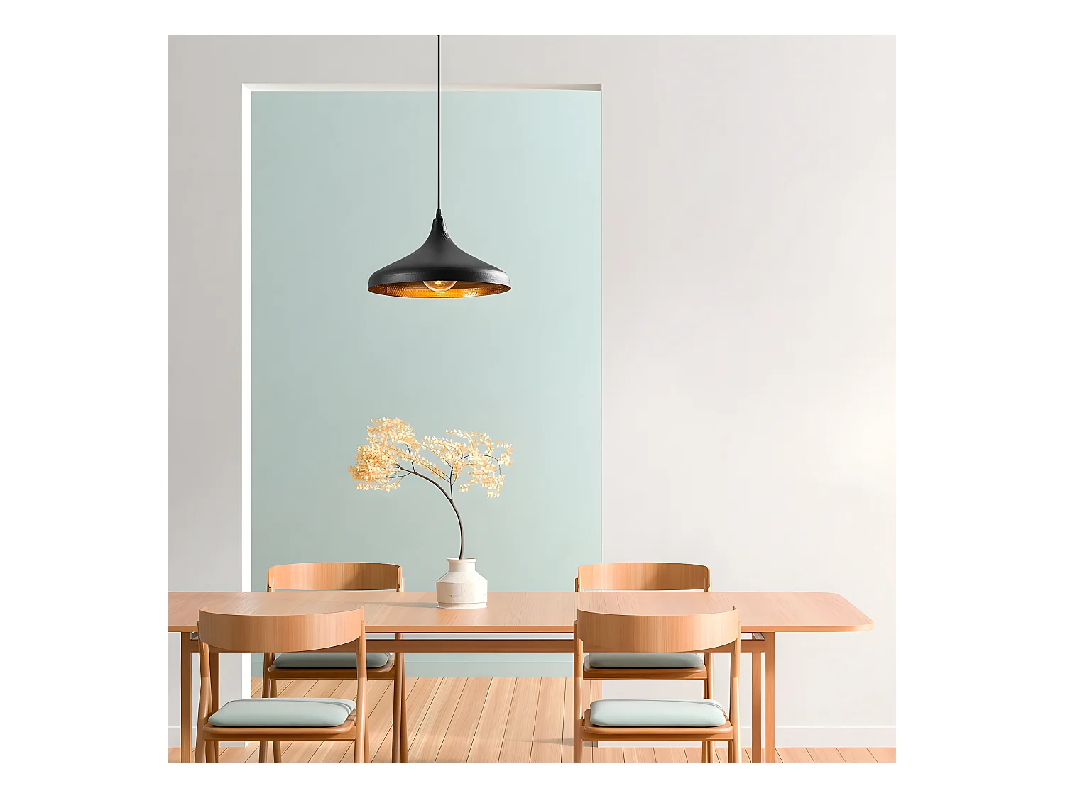 Plafonnier Asney avec abat-jour en métal noir gaufré 1xE27 ø36cm