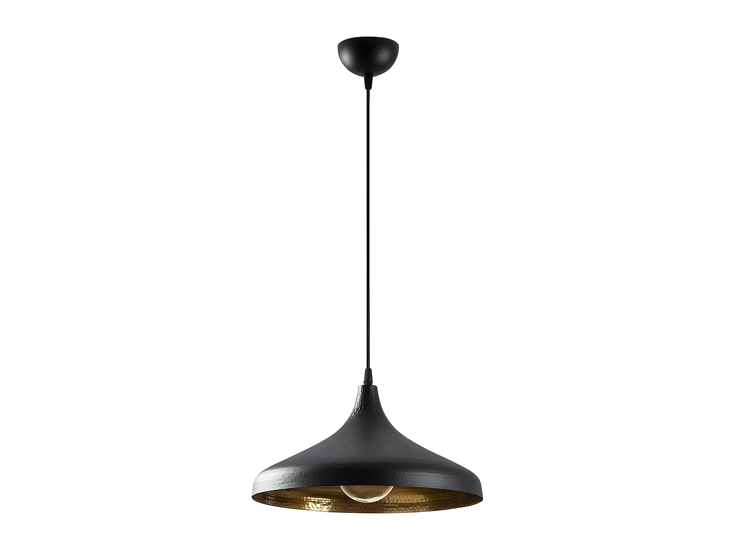 Plafondlamp Asney met zwarte lampenkap met metalen reliëf 1xE27 ø36cm