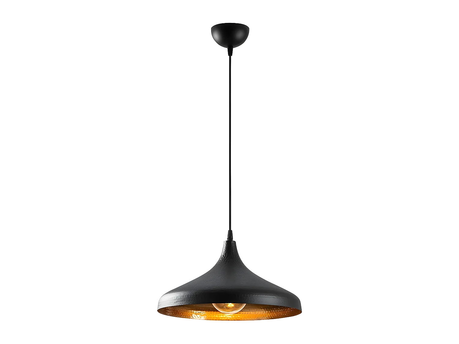 Plafondlamp Asney met zwarte lampenkap met metalen reliëf 1xE27 ø36cm