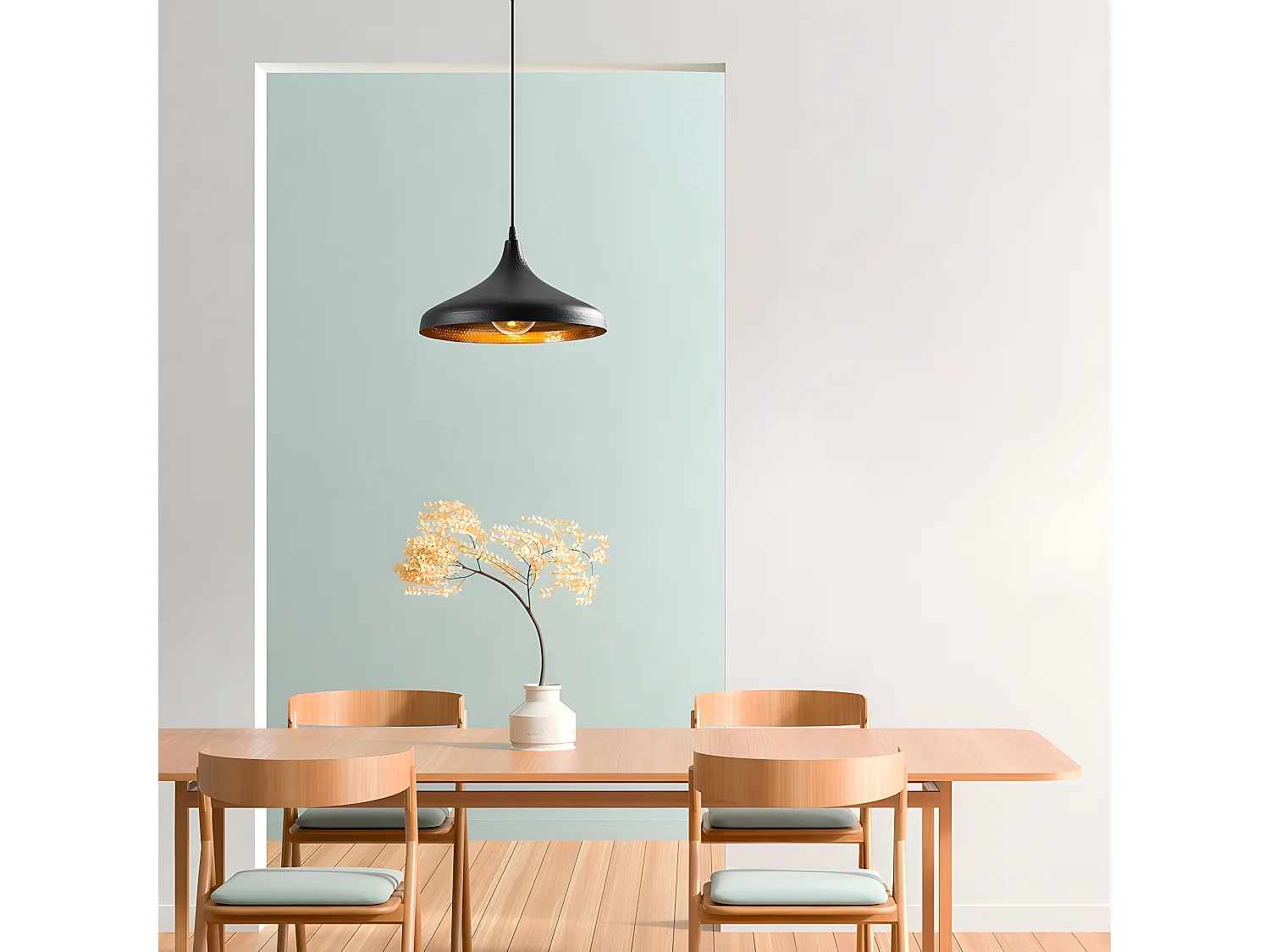 Plafonnier Asney avec abat-jour en métal noir gaufré 1xE27 ø36cm