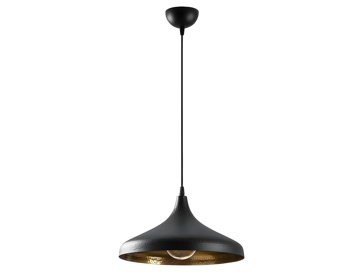 Plafonnier Asney avec abat-jour en métal noir gaufré 1xE27 ø36cm