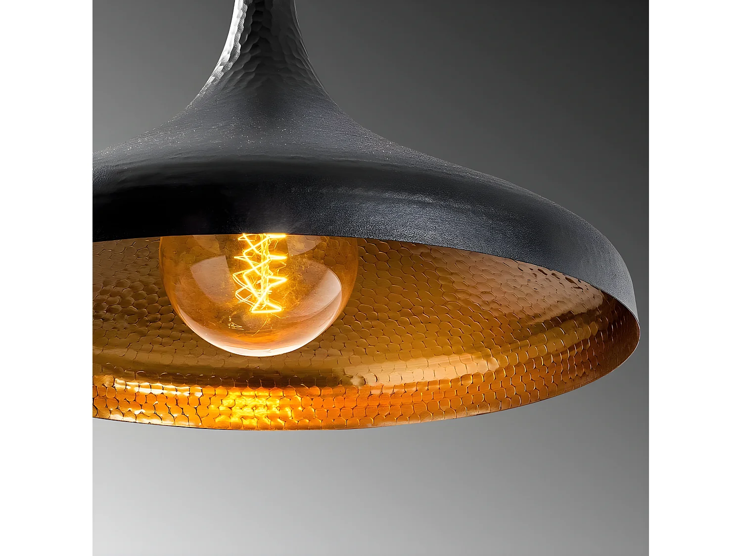 Plafonnier Asney avec abat-jour en métal noir gaufré 1xE27 ø36cm