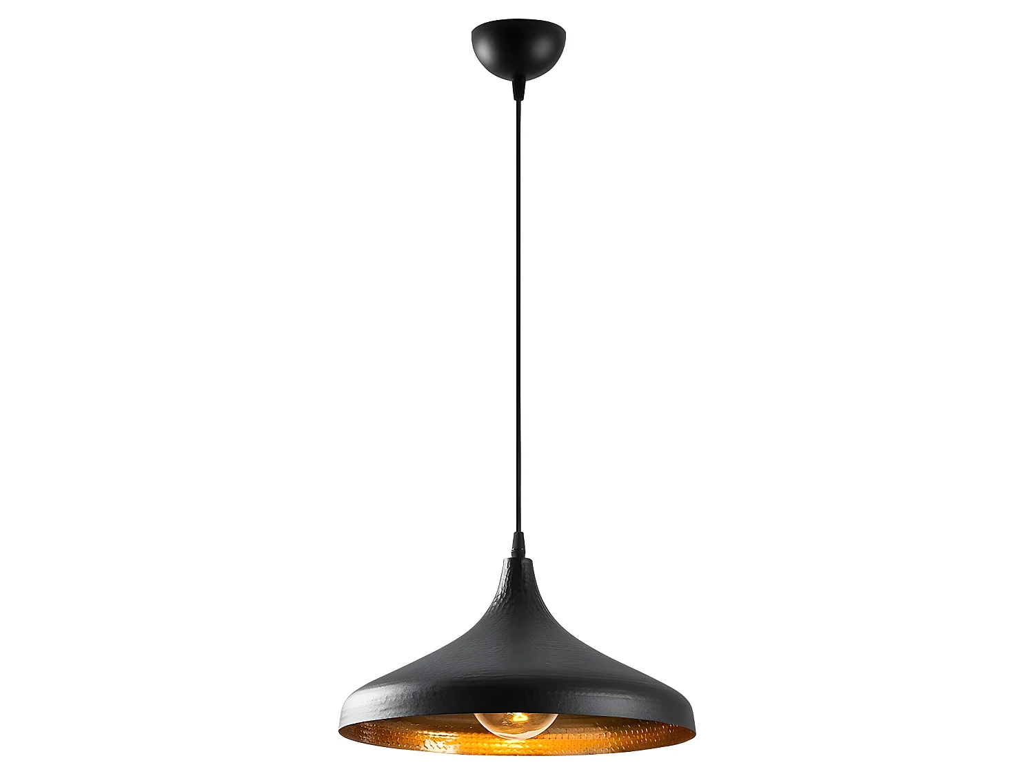 Plafonnier Asney avec abat-jour en métal noir gaufré 1xE27 ø36cm