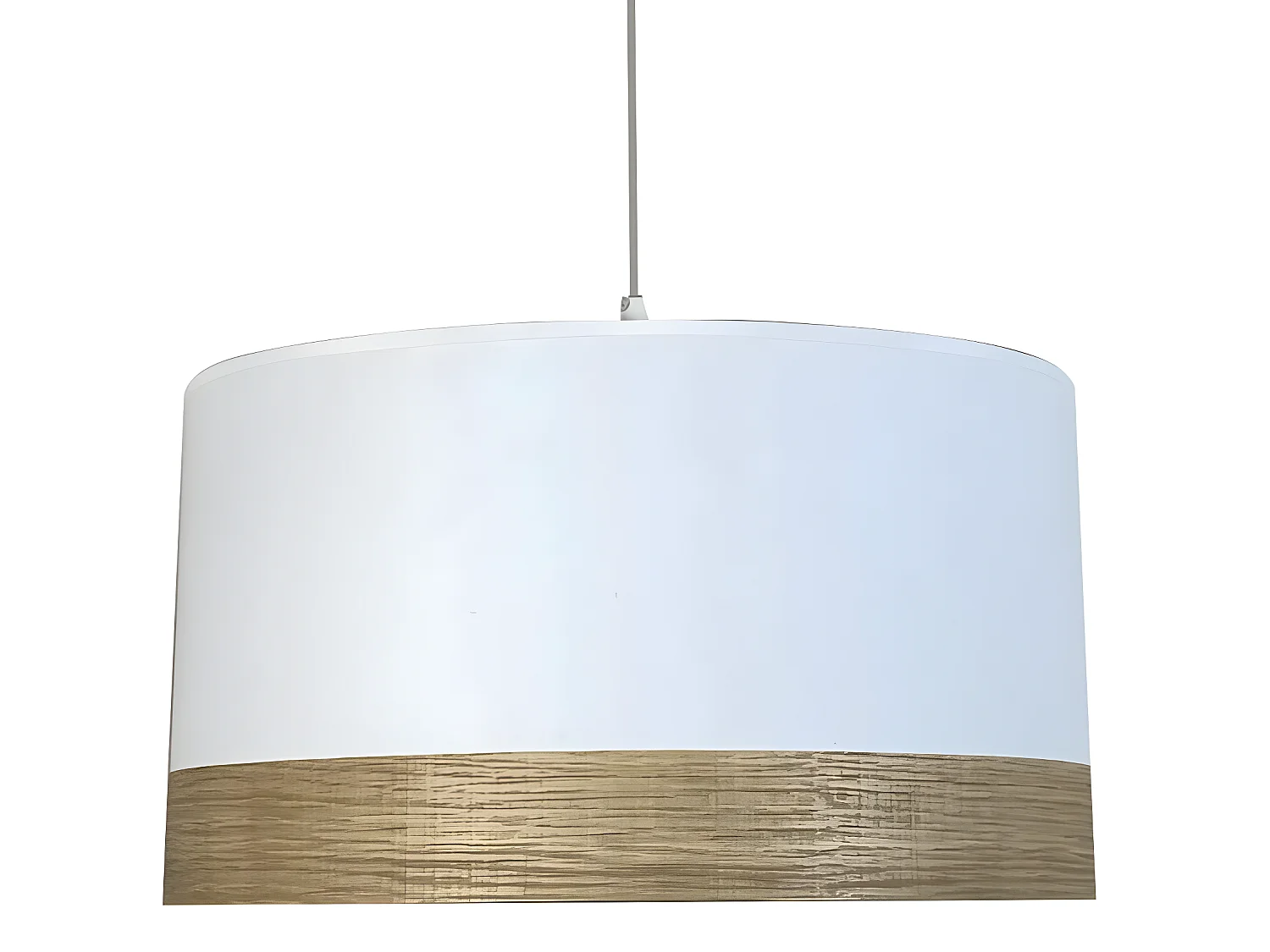 Lampada a sospensione Larsvon con paralume in tessuto bianco e marrone xE27 ø40cmcm