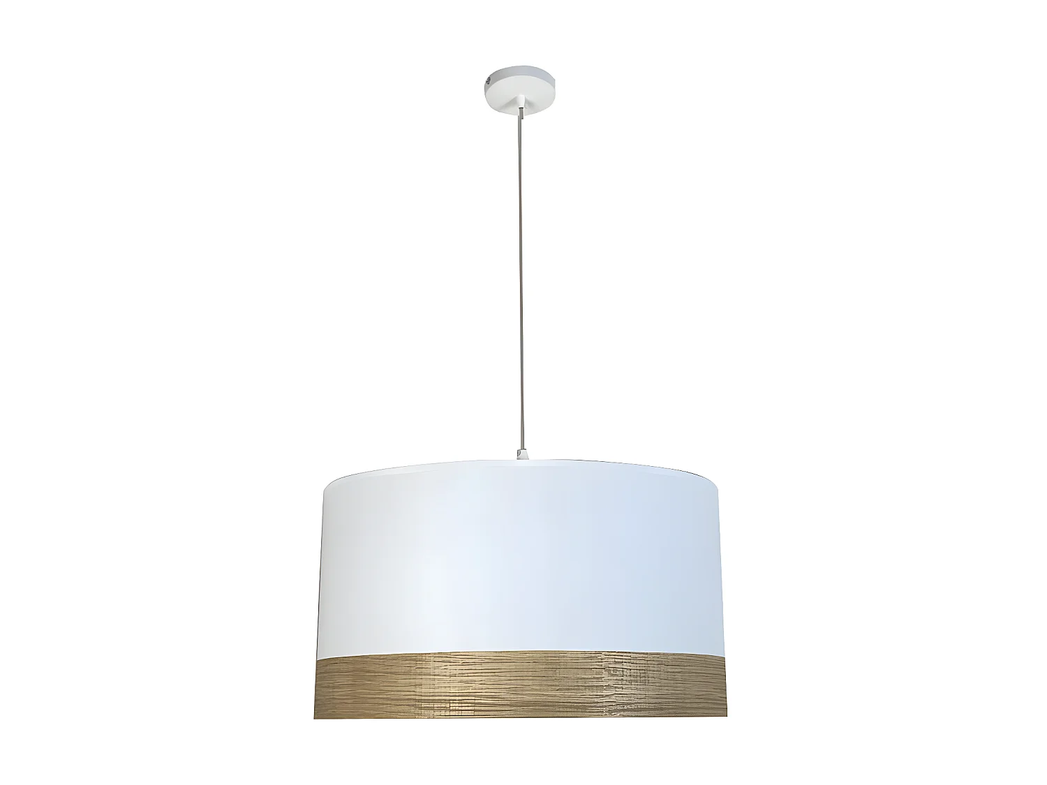 Suspension Larsvon avec abat-jour en tissu blanc et marron xE27 ø40cmcm