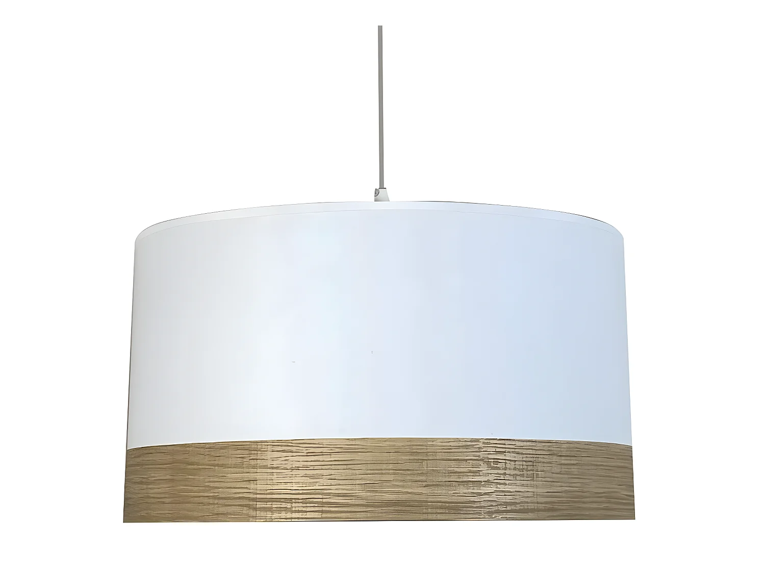 Lámpara colgante Larsvon con pantalla de tela blanco y marrón xE27 ø40cmcm