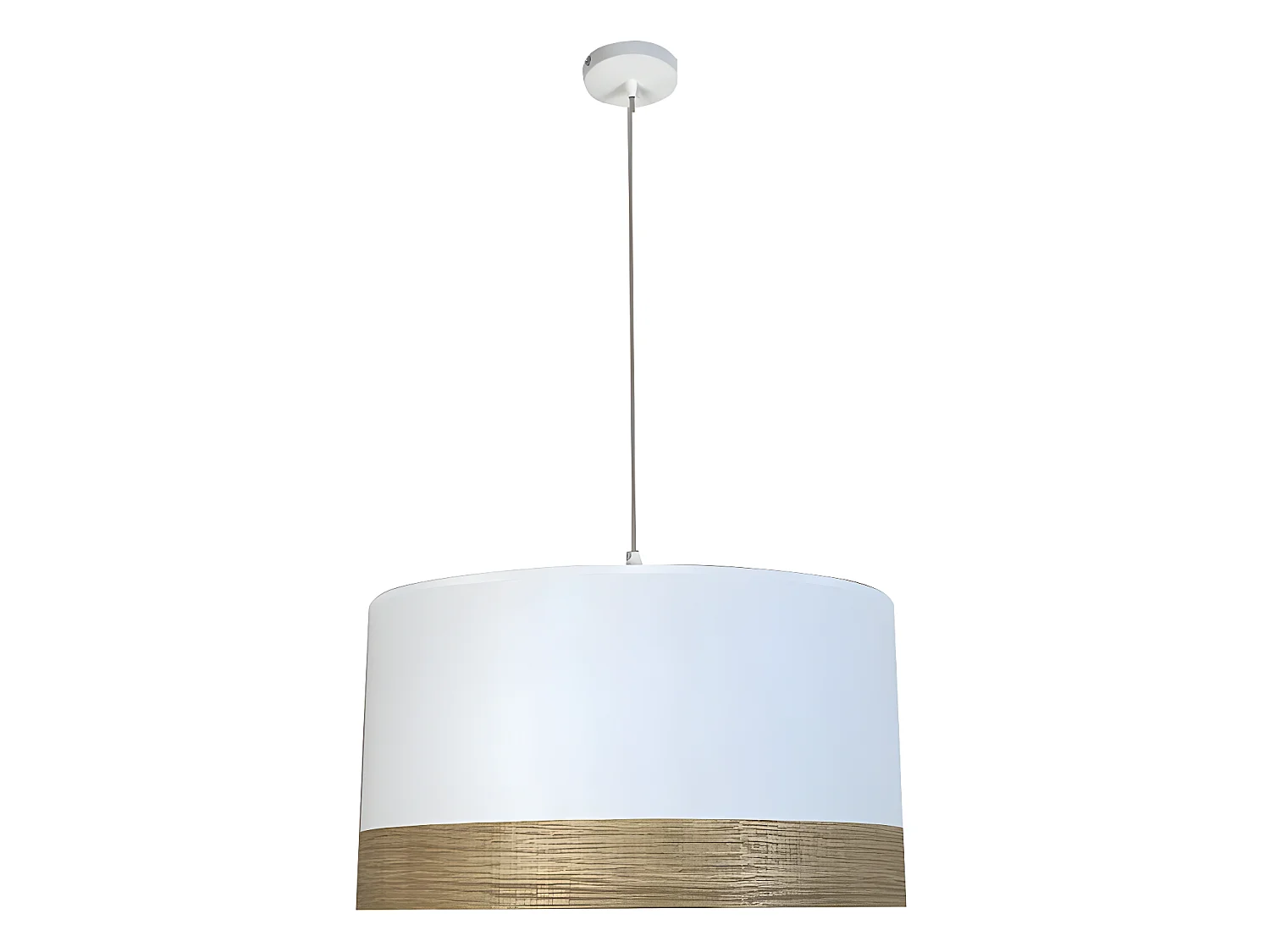 Suspension Larsvon avec abat-jour en tissu blanc et marron xE27 ø40cmcm