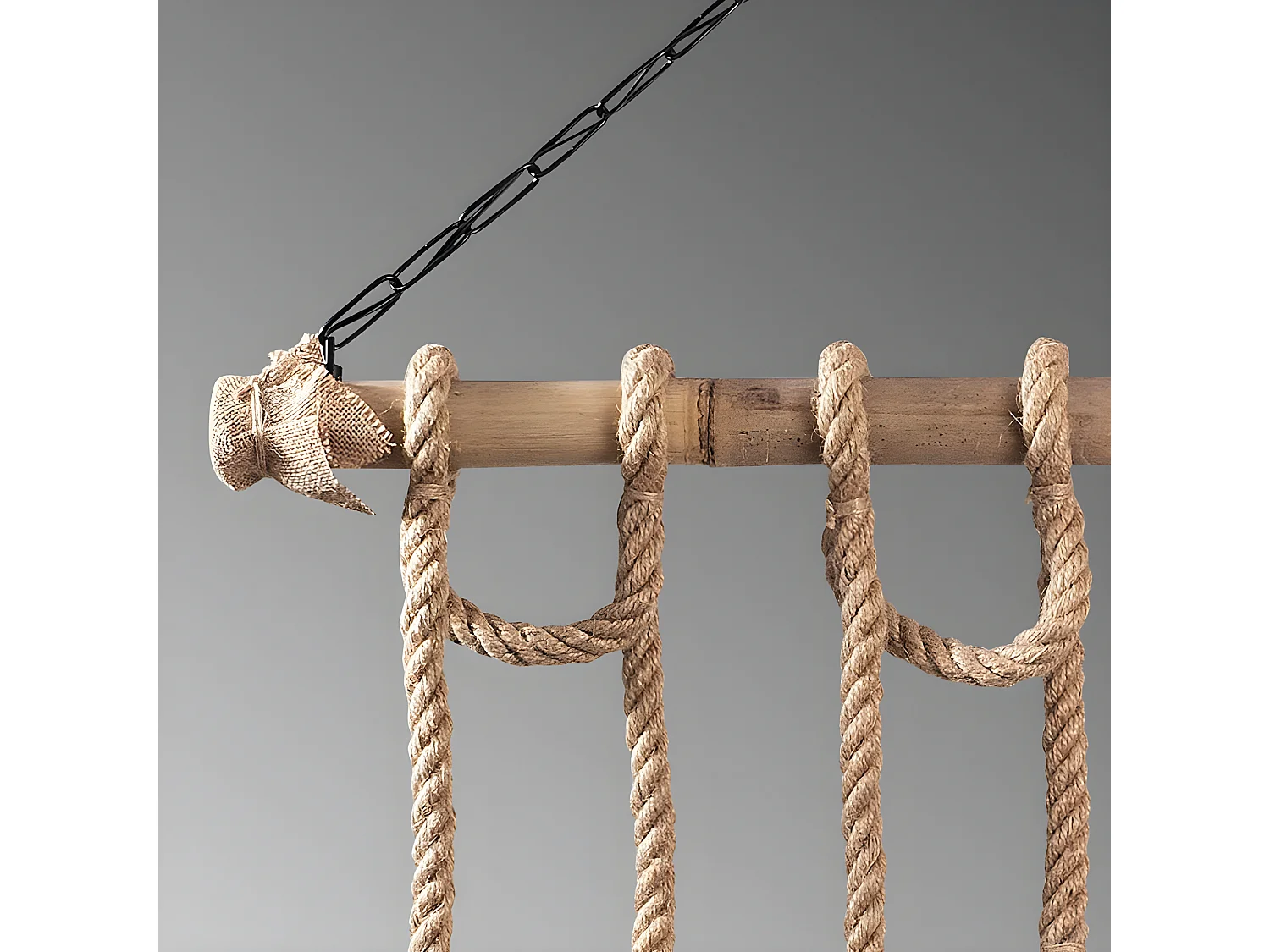 Suspension Gentry rustique en bois avec 6 cordes suspendues beiges 6xE27