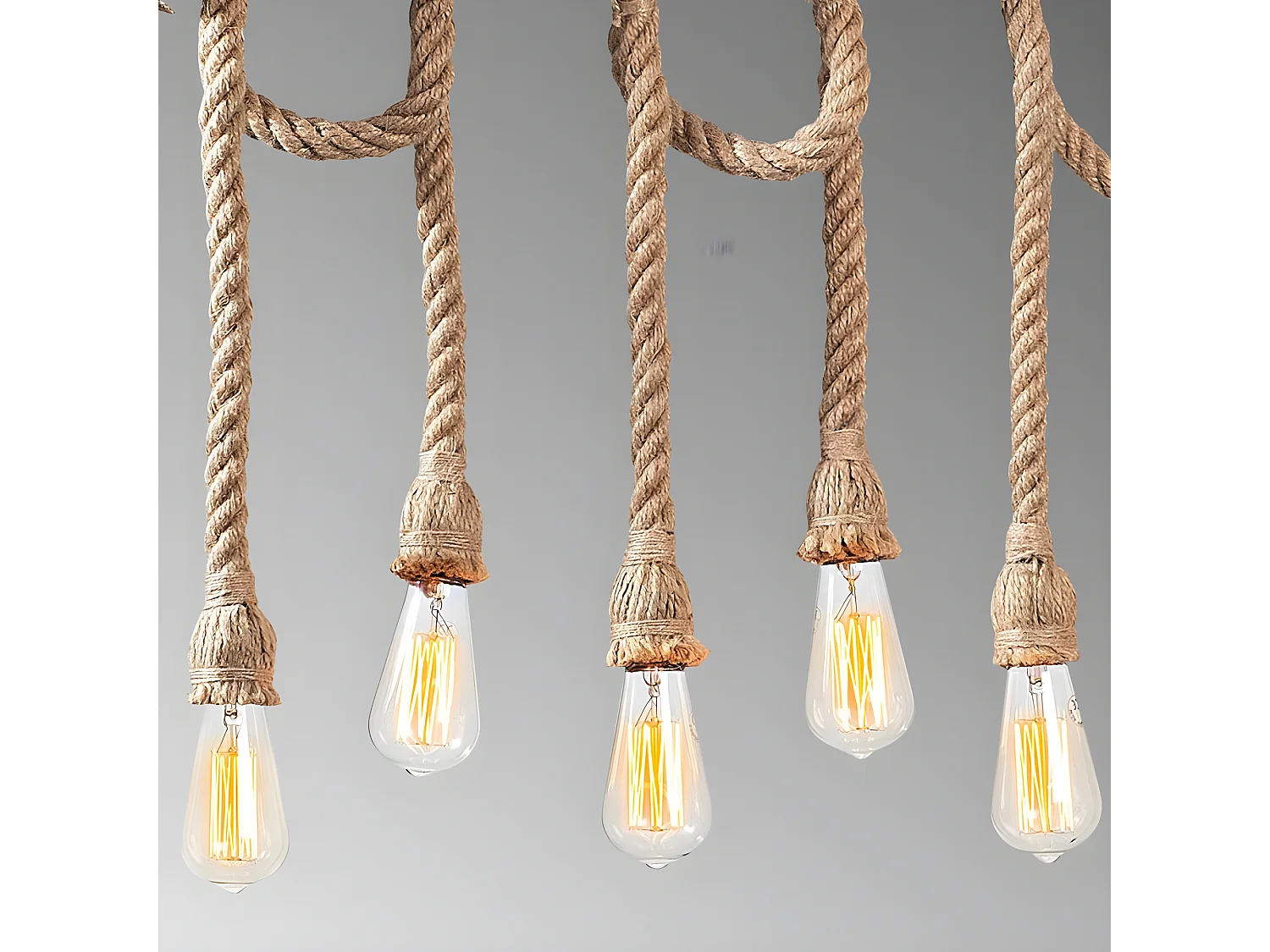 Suspension Gentry rustique en bois avec 6 cordes suspendues beiges 6xE27