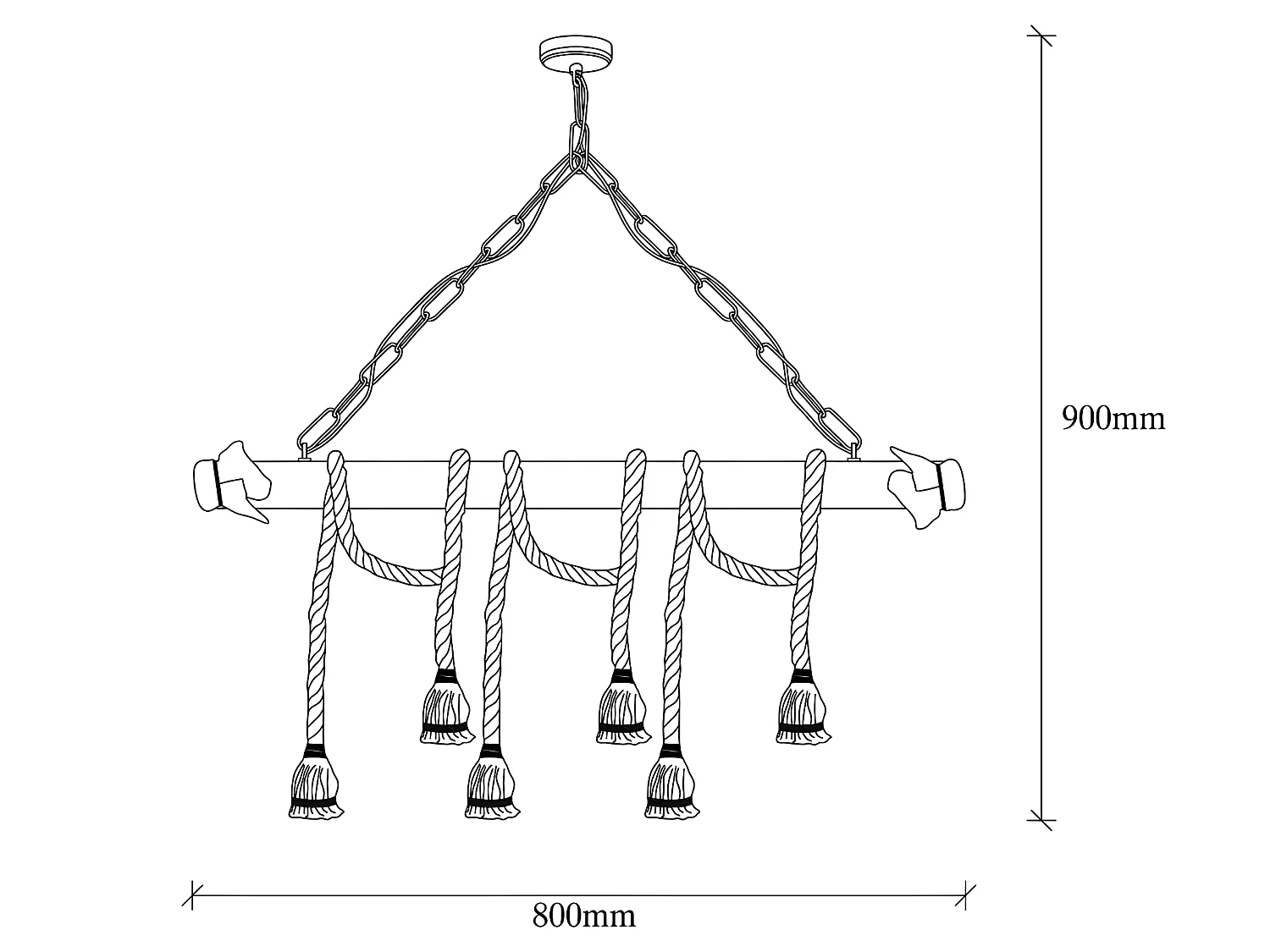 Suspension Gentry rustique en bois avec 6 cordes suspendues beiges 6xE27
