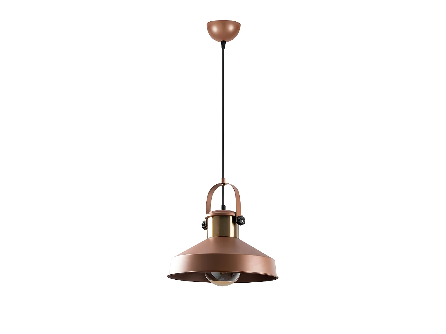 Vintage Hanglamp Momo met koperen kap en messing detail 1xE27 ø35cm