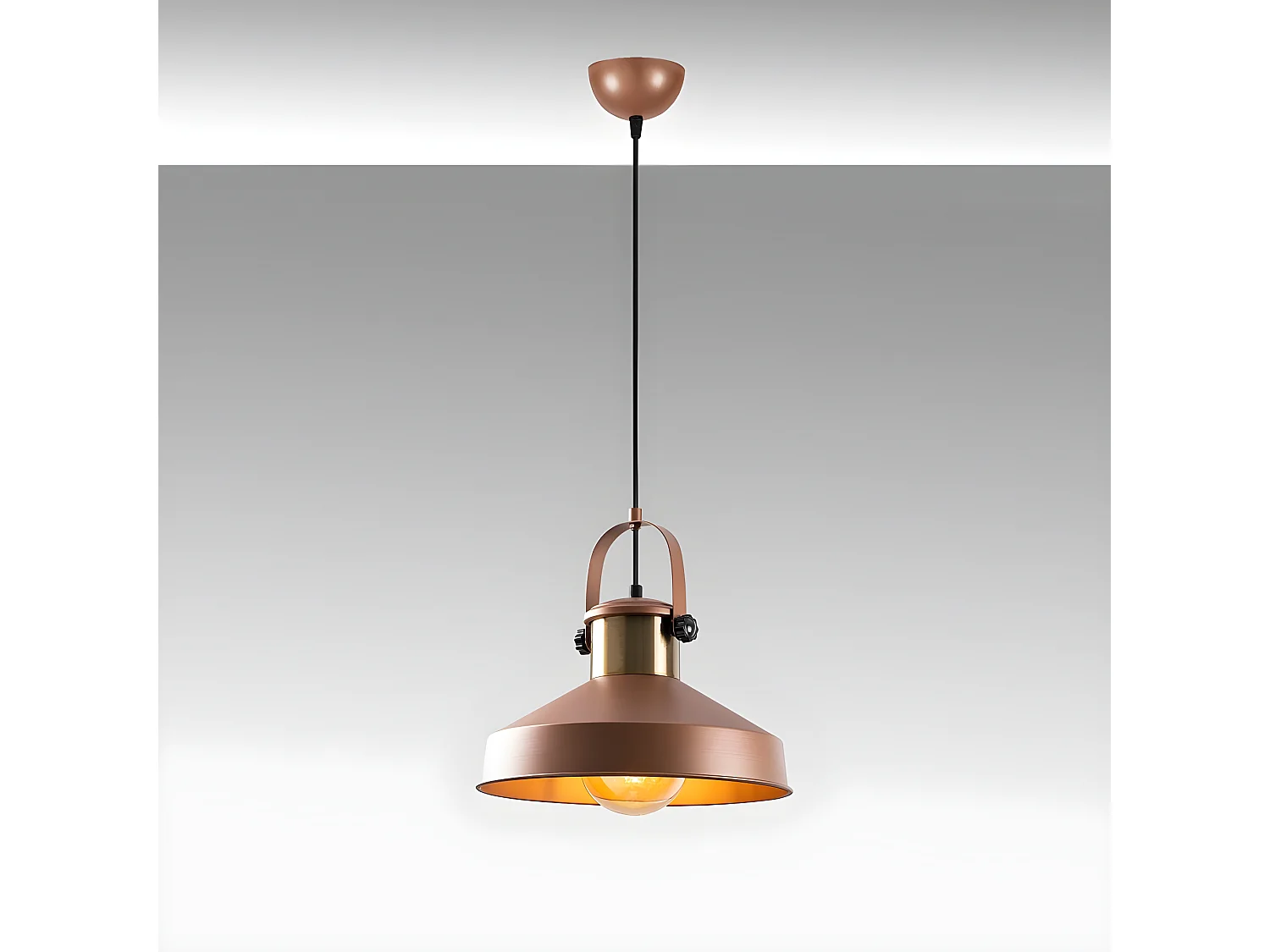 Vintage Hanglamp Momo met koperen kap en messing detail 1xE27 ø35cm