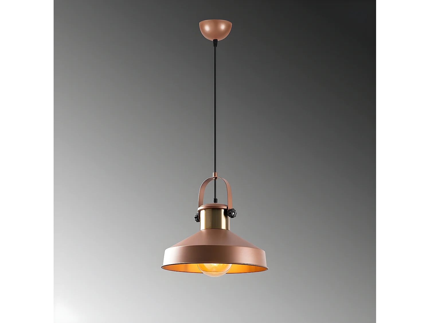 Vintage Hanglamp Momo met koperen kap en messing detail 1xE27 ø35cm