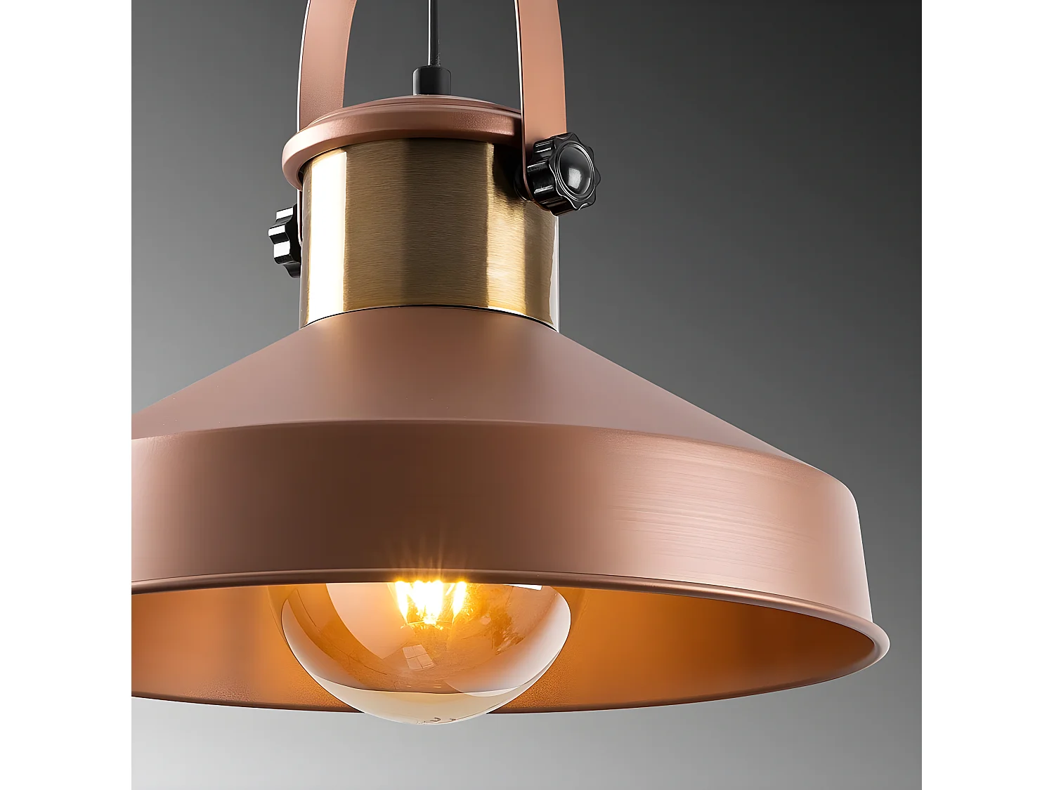 Vintage Hanglamp Momo met koperen kap en messing detail 1xE27 ø35cm