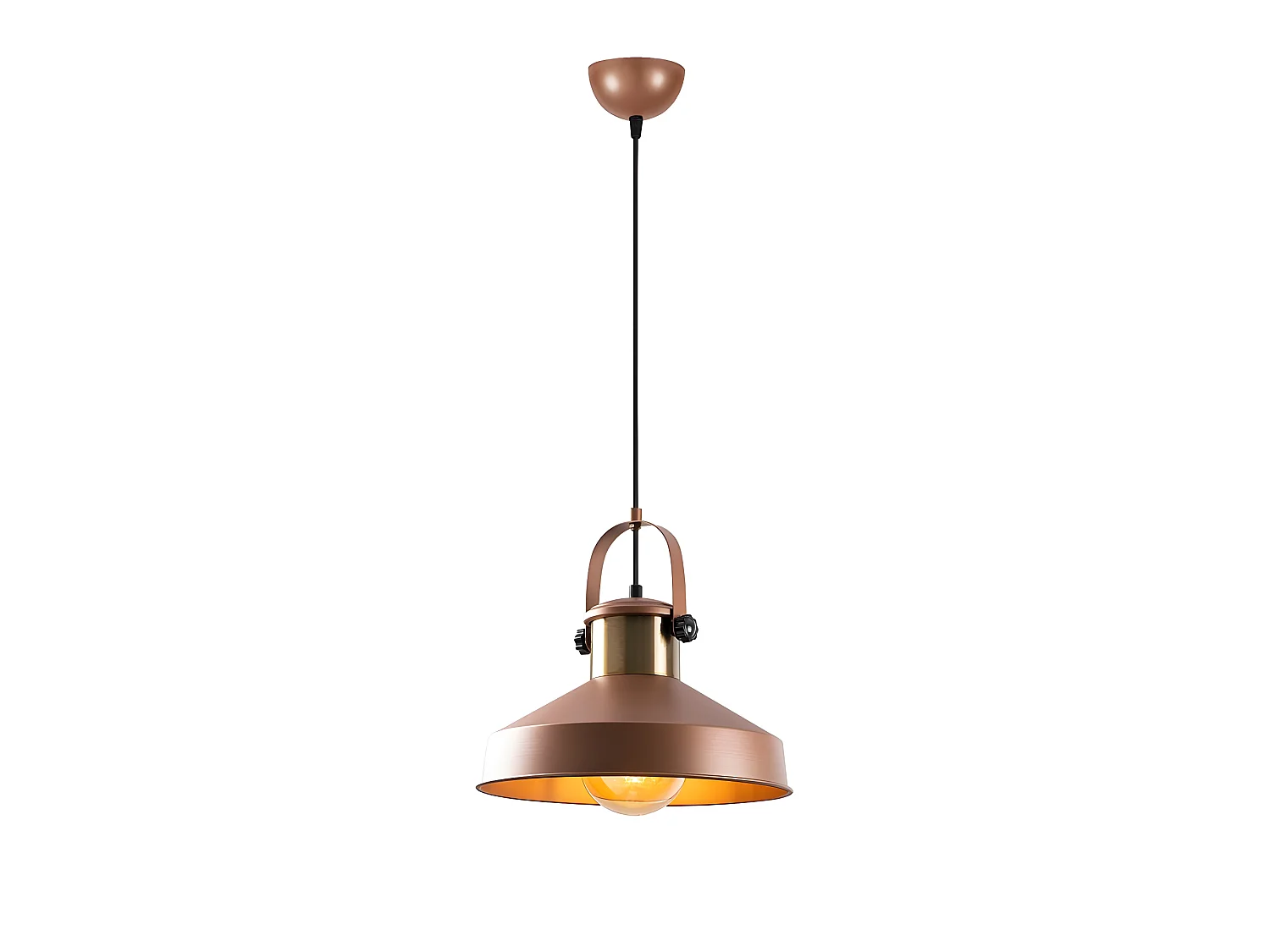 Vintage Hanglamp Momo met koperen kap en messing detail 1xE27 ø35cm