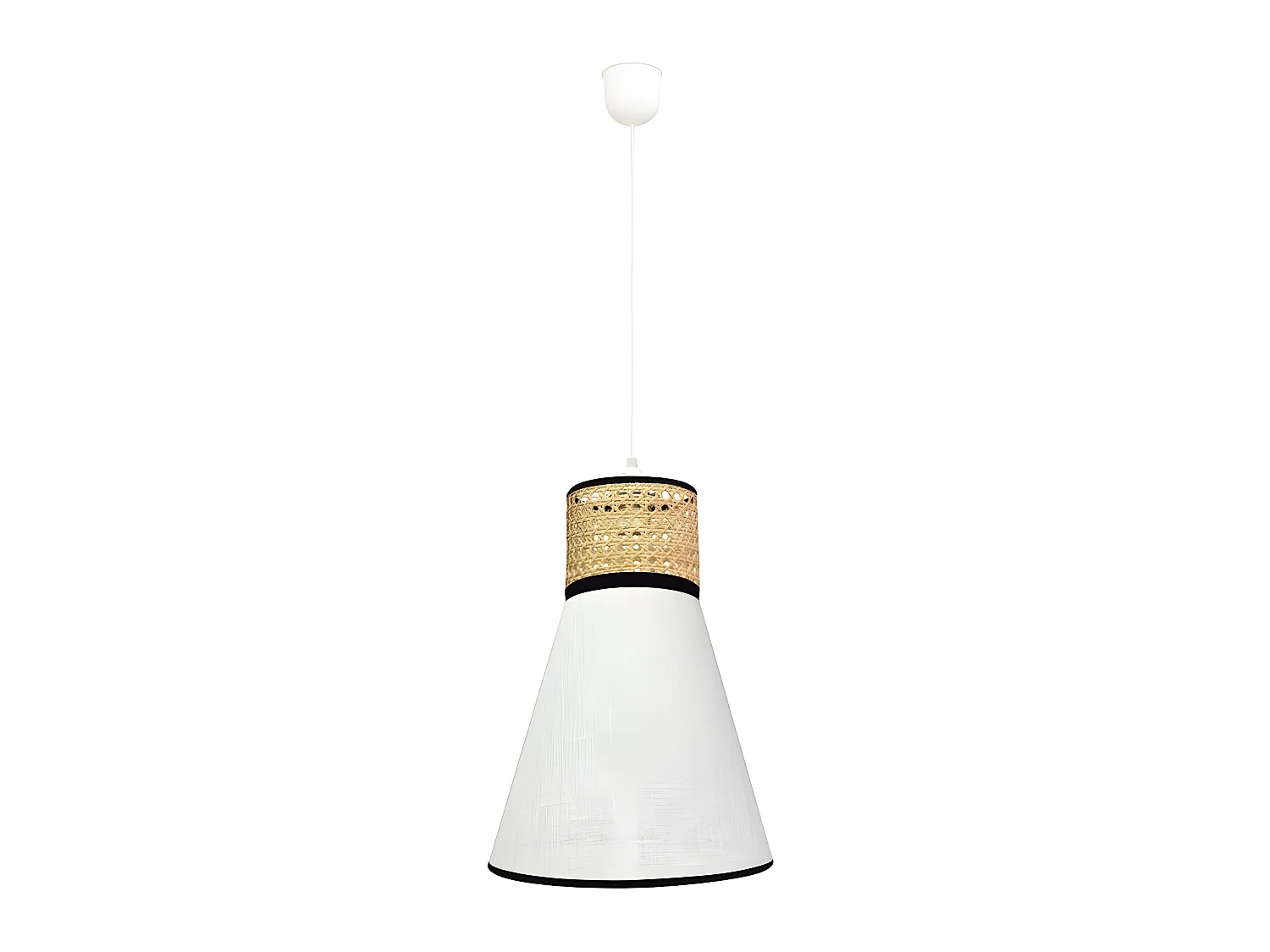 Suspension Virafia avec abat-jour en lin blanc et raphia 1xE27 ø30cm