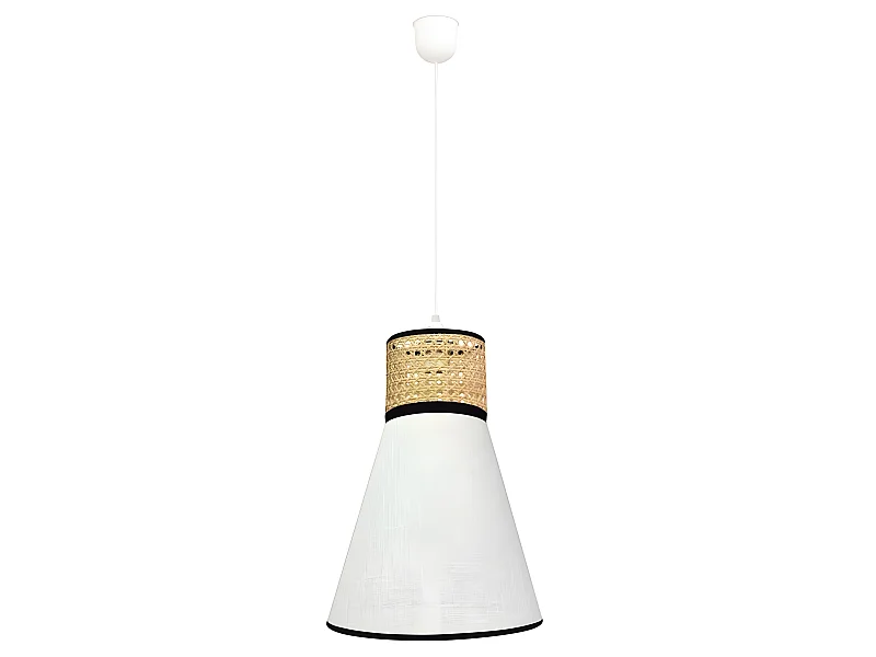 Lampada a sospensione Virafia con paralume in lino bianco e rafia 1xE27 ø30cm