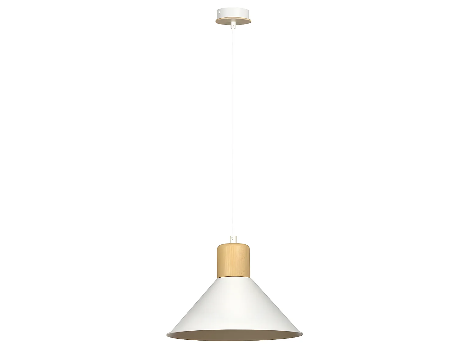 Piedmont Nordic hanglamp met witte kap en houten stuk 1xE27 ø25cm