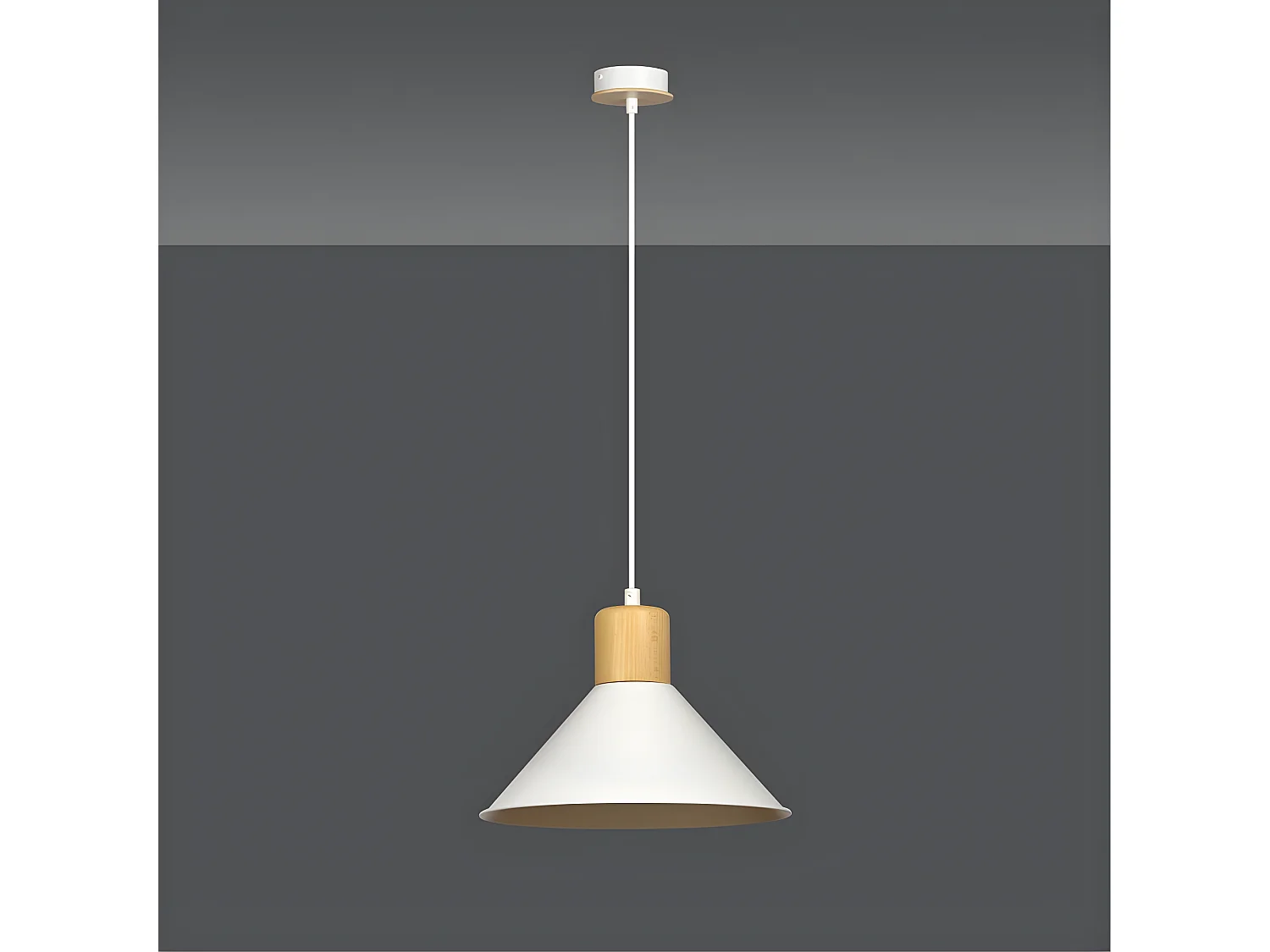 Piedmont Nordic hanglamp met witte kap en houten stuk 1xE27 ø25cm