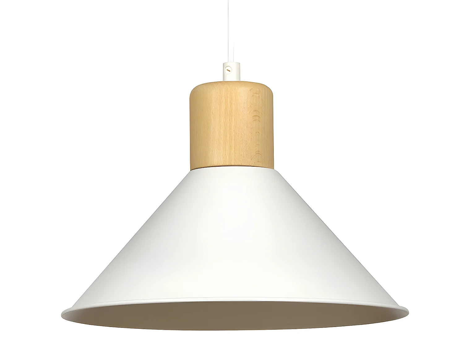 Piedmont Nordic hanglamp met witte kap en houten stuk 1xE27 ø25cm