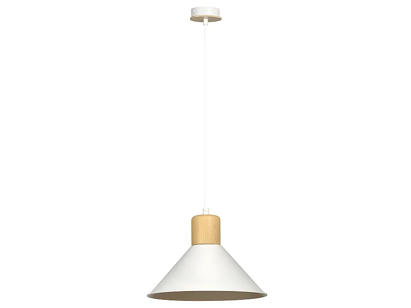 Suspension Nordic Piedmont avec abat-jour blanc et pièce en bois 1xE27 ø25cm