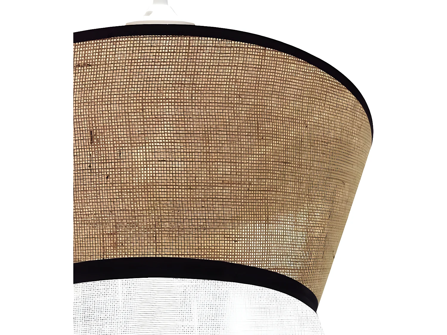 Hanglamp Sacolino met witte linnen lampenkap en zwarte lijnen 1xE27 ø35cm