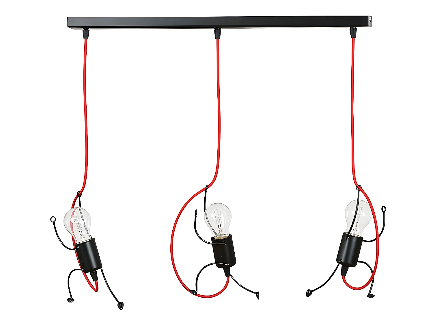 Faixa de teto infantil Mime com cabo vermelho e 3 suportes de lâmpada decorativos 3xE27