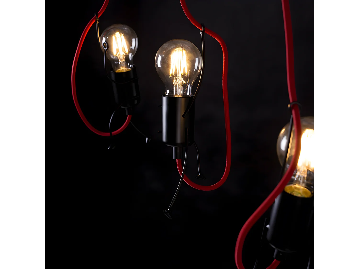 Faixa de teto infantil Mime com cabo vermelho e 3 suportes de lâmpada decorativos 3xE27
