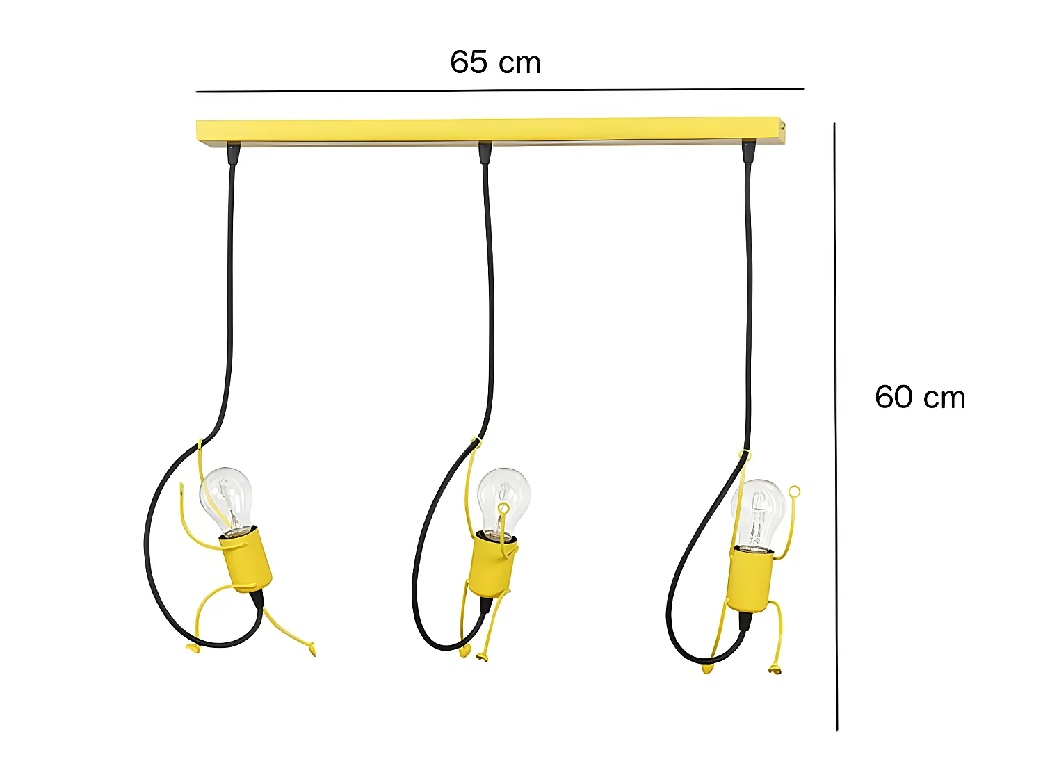 Suspension enfant Mime avec câble rouge et 3 douilles décoratives 3xE27