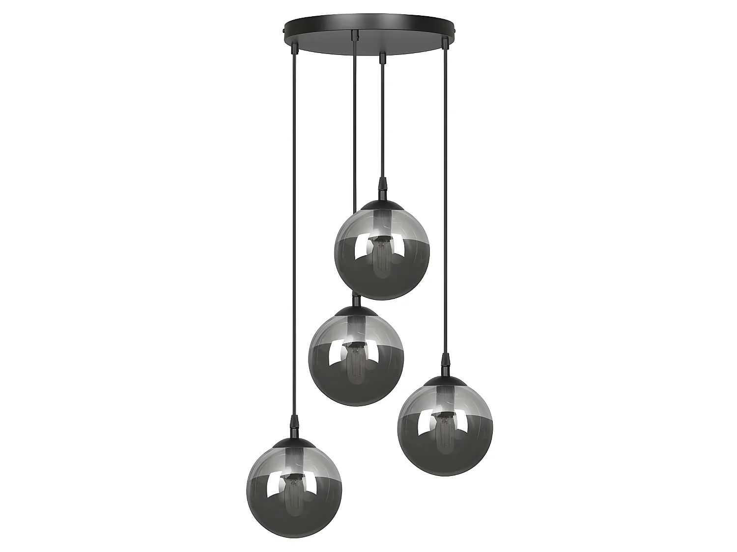 Lámpara colgante Sagan moderno negro con 4 esferas de cristal gris 4xE14 ø40cm
