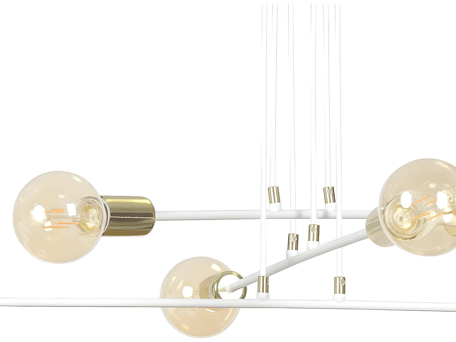 Lampada da soffitto Sives con barre in metallo bianco e 6 portalampade dorati 6xE27 ø84cm