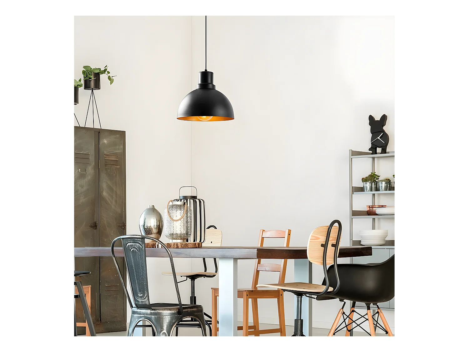Suspension Nordic Momo avec abat-jour en métal noir 1xE27 ø30cm