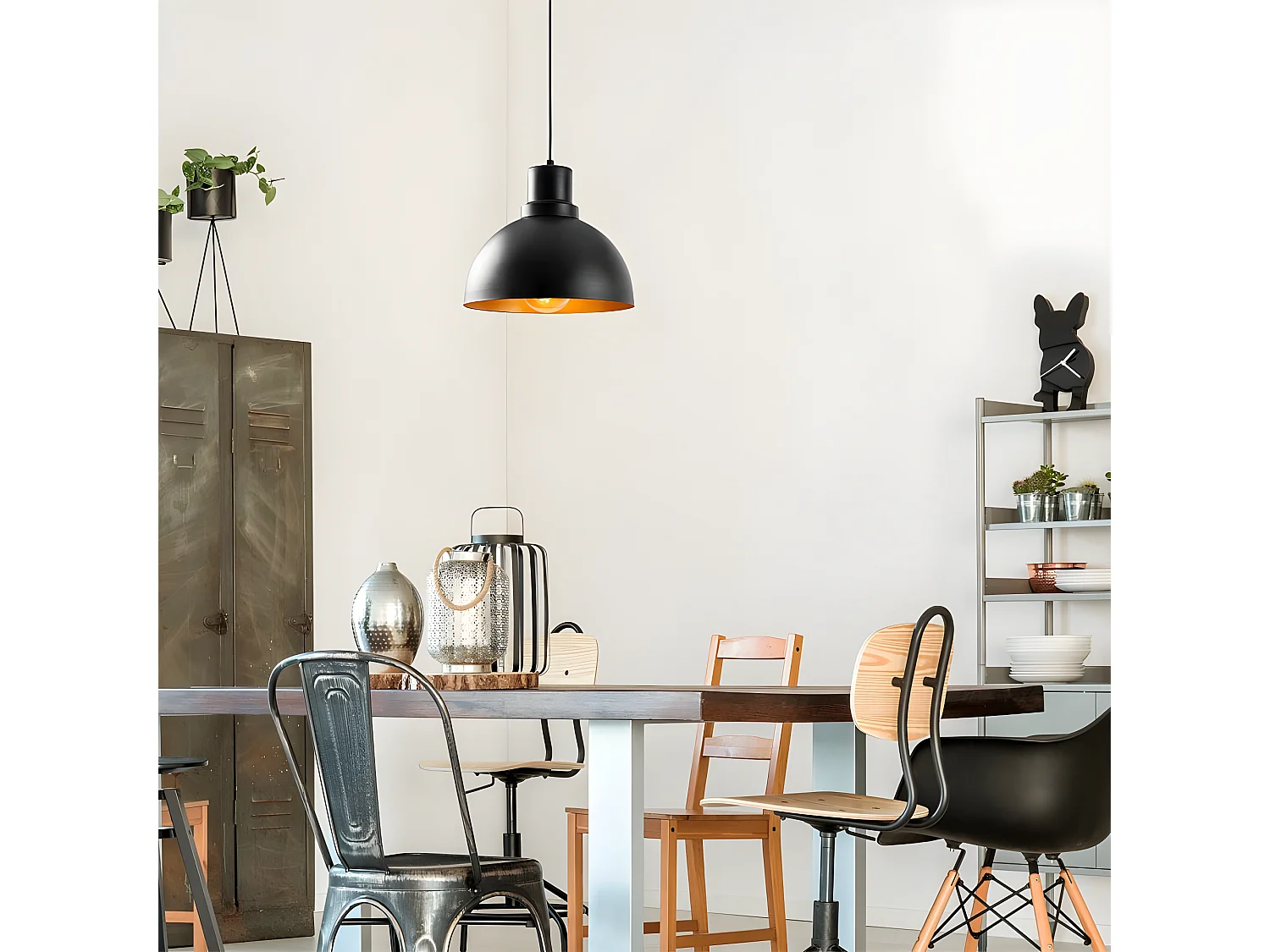 Suspension Nordic Momo avec abat-jour en métal noir 1xE27 ø30cm